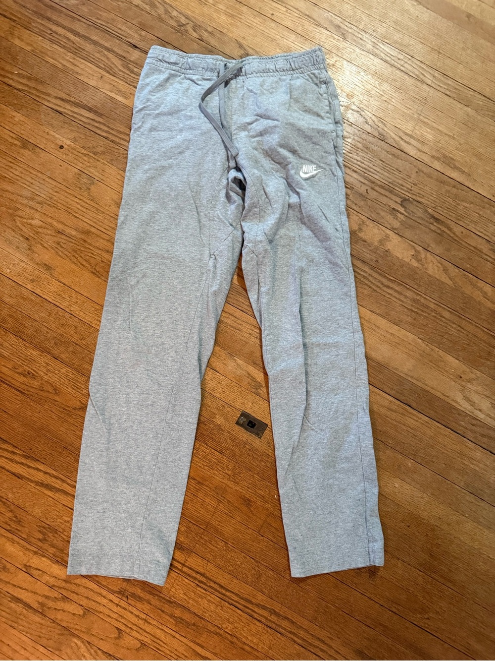 Nike Light Gray Straight-Leg Women’s Sweatpants with White Logo Size Small
